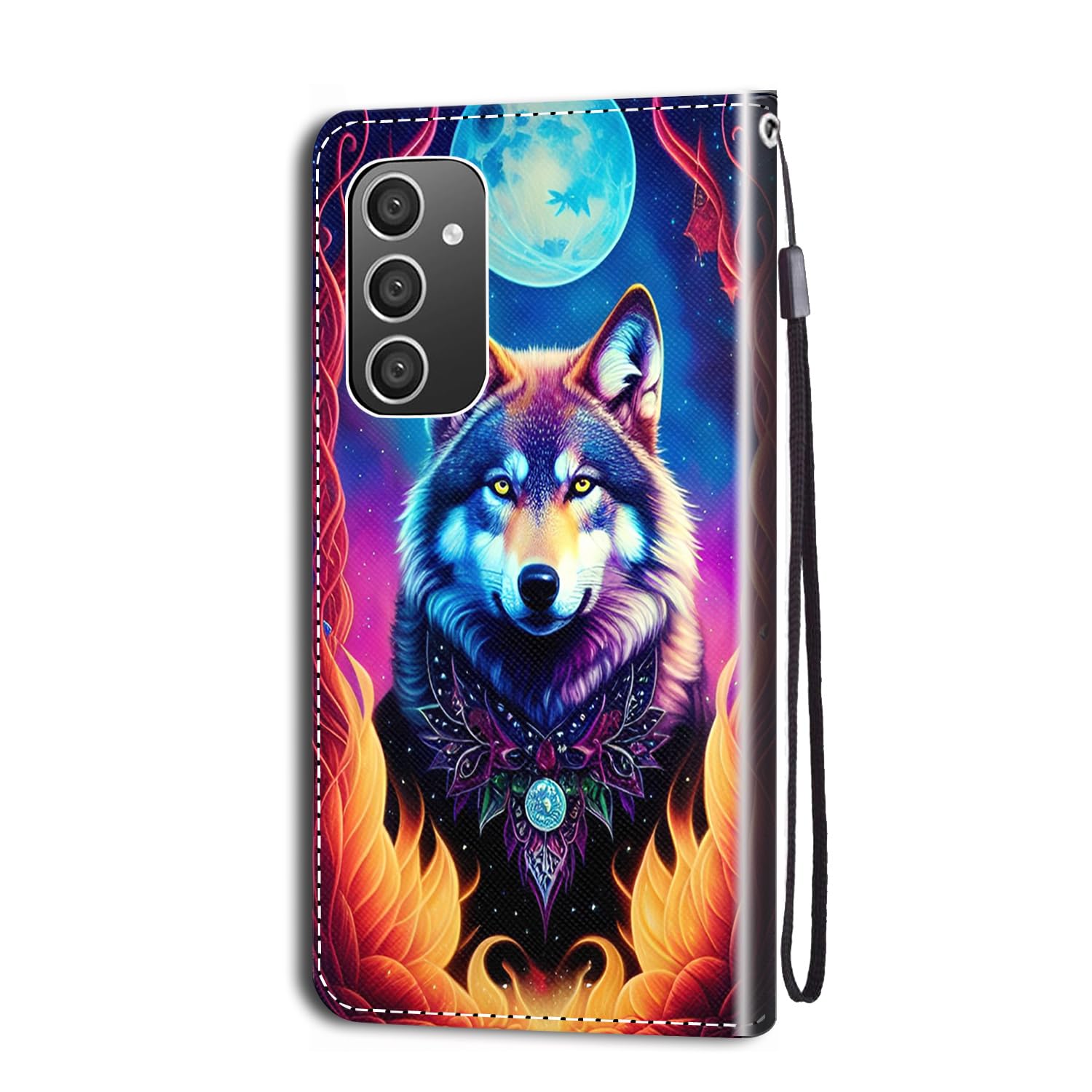 Portafoglio Custodia Cover Compatibile con Xiaomi Redmi Note 13 5G Animale Stampa Modello in Pelle a Libro Flip Case per Ragazze Donne - Lupi della Luna