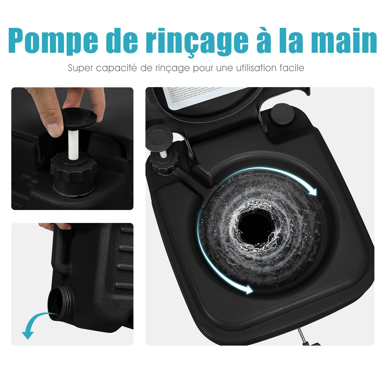 GOPLUS 20L Toilette Portable WC Chimique Mobile pour Camping Caravanes Hôpital Voyage en HDPE 41x35x41 CM (Noir)