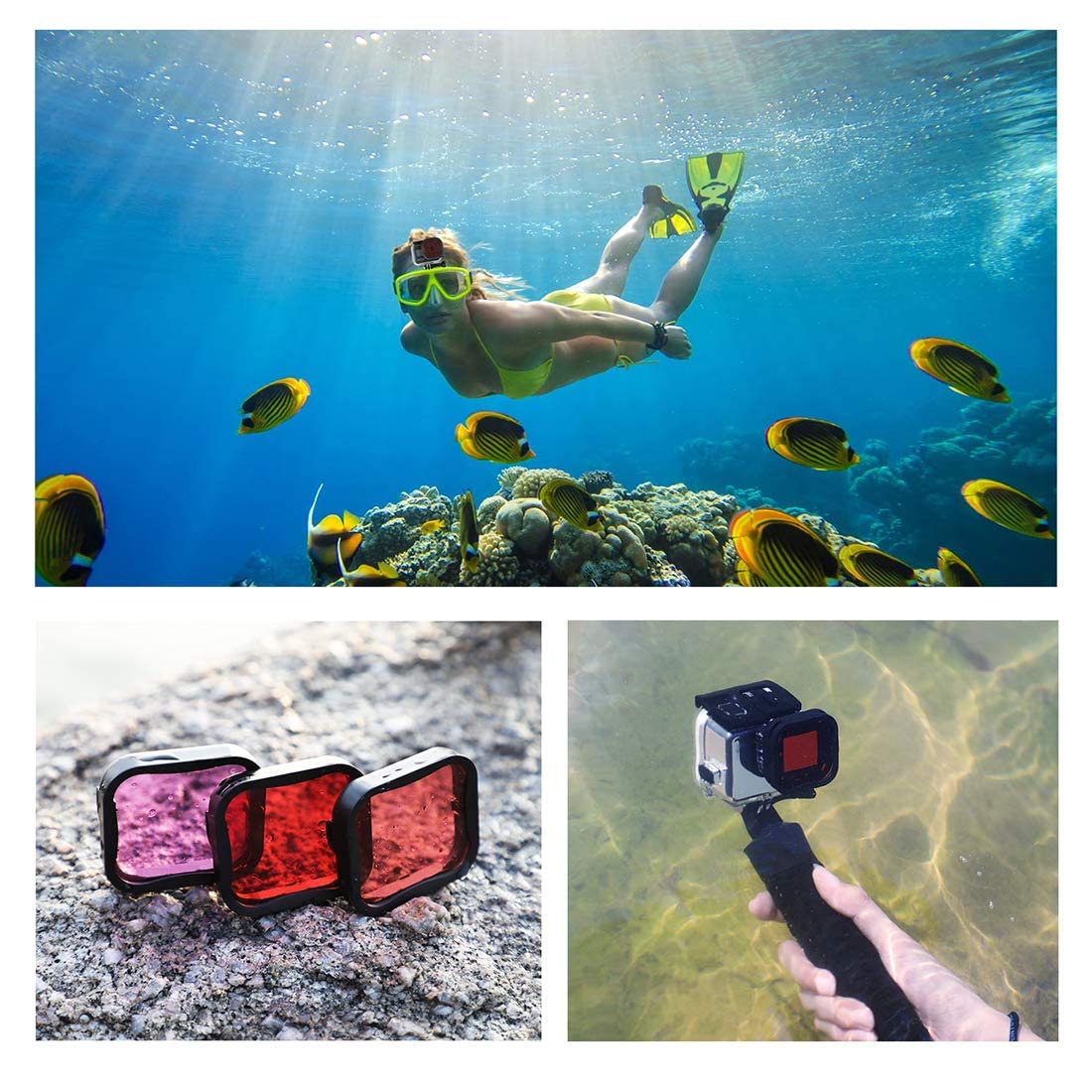 Funda Impermeable HUIOP Para Hero 9 Y 10 Black, Buceo Hasta 45m, Con Tornillo Y Base De Montaje