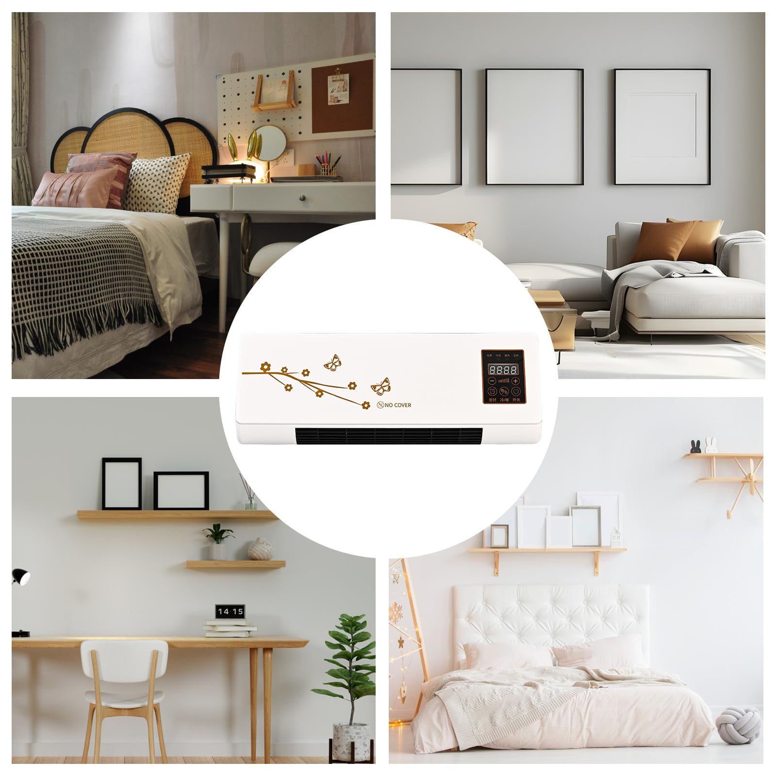 Aire Acondicionado de Pared - Aire Acondicionado Portátil,Con Función Frío y Calor, Silencioso y Temporizador 24H para Cocina, Coche, Hogar, Apartamento,