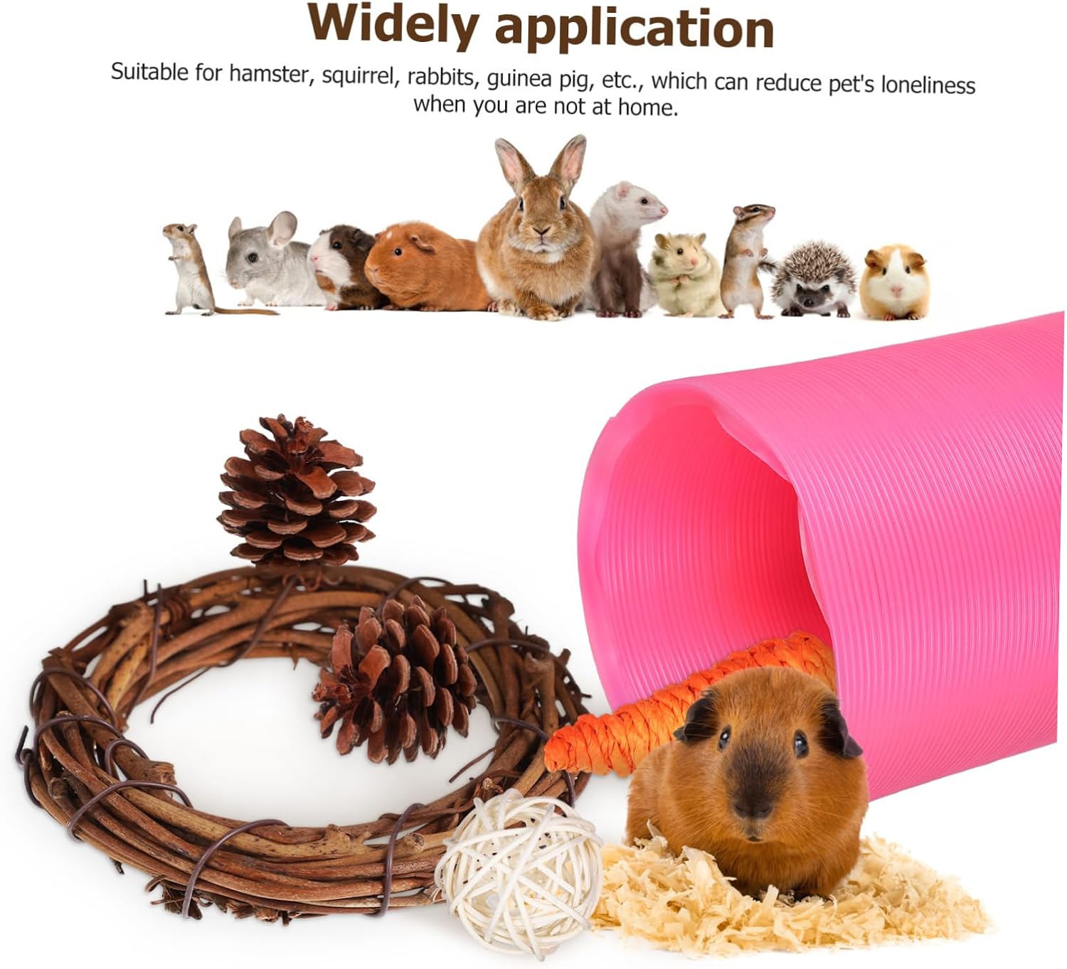 Happyyami 11-Piece Wooden Chew Toy Set for Hamsters Molar Toys and Comforting Playthings for Small Pets Natural Wood Safe for Guinea Pigs and Other Small Animals