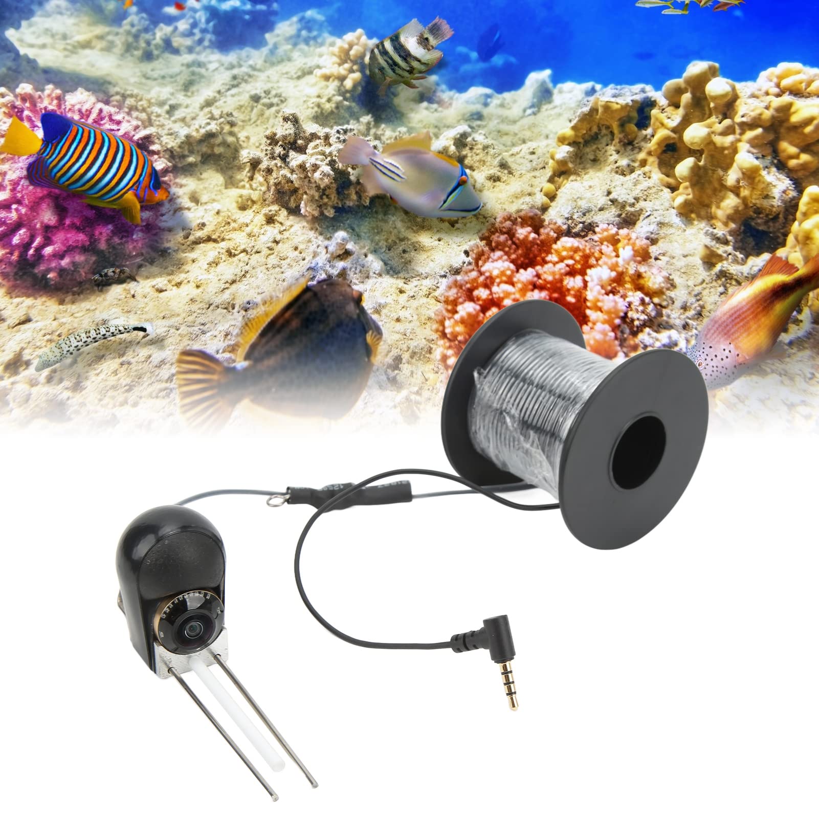 Videocamera per la Pesca Subacquea, Videocamera HD Portatile per Fish Finder con Cavo Pesca e Luci Bianche a LED, Videocamera Impermeabile per Mare, Lago, Pesca sul Ghiaccio (30 m/98,4 Piedi)