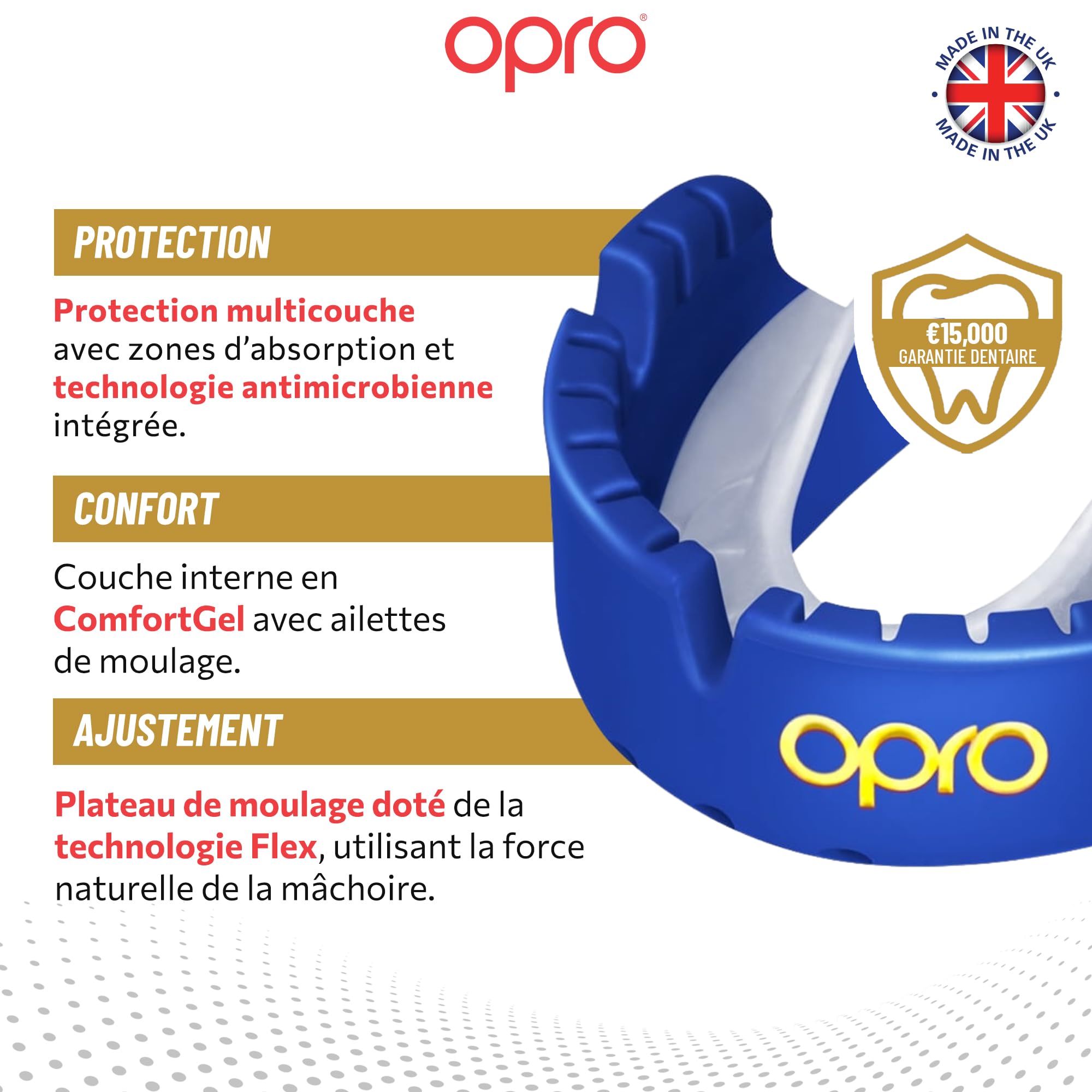 OPRO Protège-dents Gold pour appareil dentaire de sport pour adultes avec technologie révolutionnaire pour boxe, crosse, MMA, arts martiaux, hockey et tous les sports de contact - 4