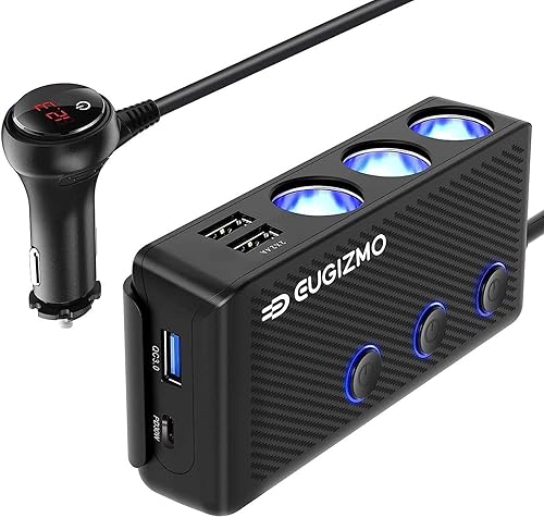 Divisor de enchufe para encendedor de cigarrillos, 200 W, 3 enchufes, adaptador de encendedor de cigarrillos USB, cable de extensión de cargador