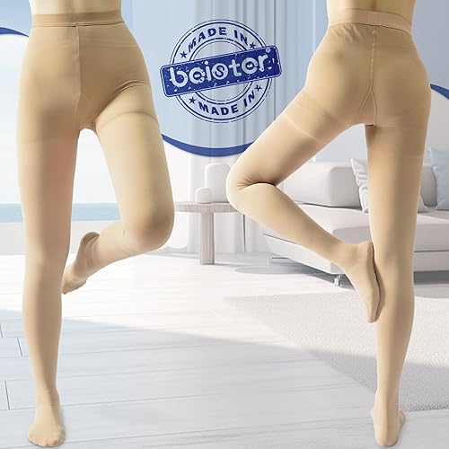 Miniatura 6 de Beister Pantimedias de compresión médica para mujeres y hombres, opaco con puntera cerrada de 20-30 mmHg, soporte graduado apretado, leggings de