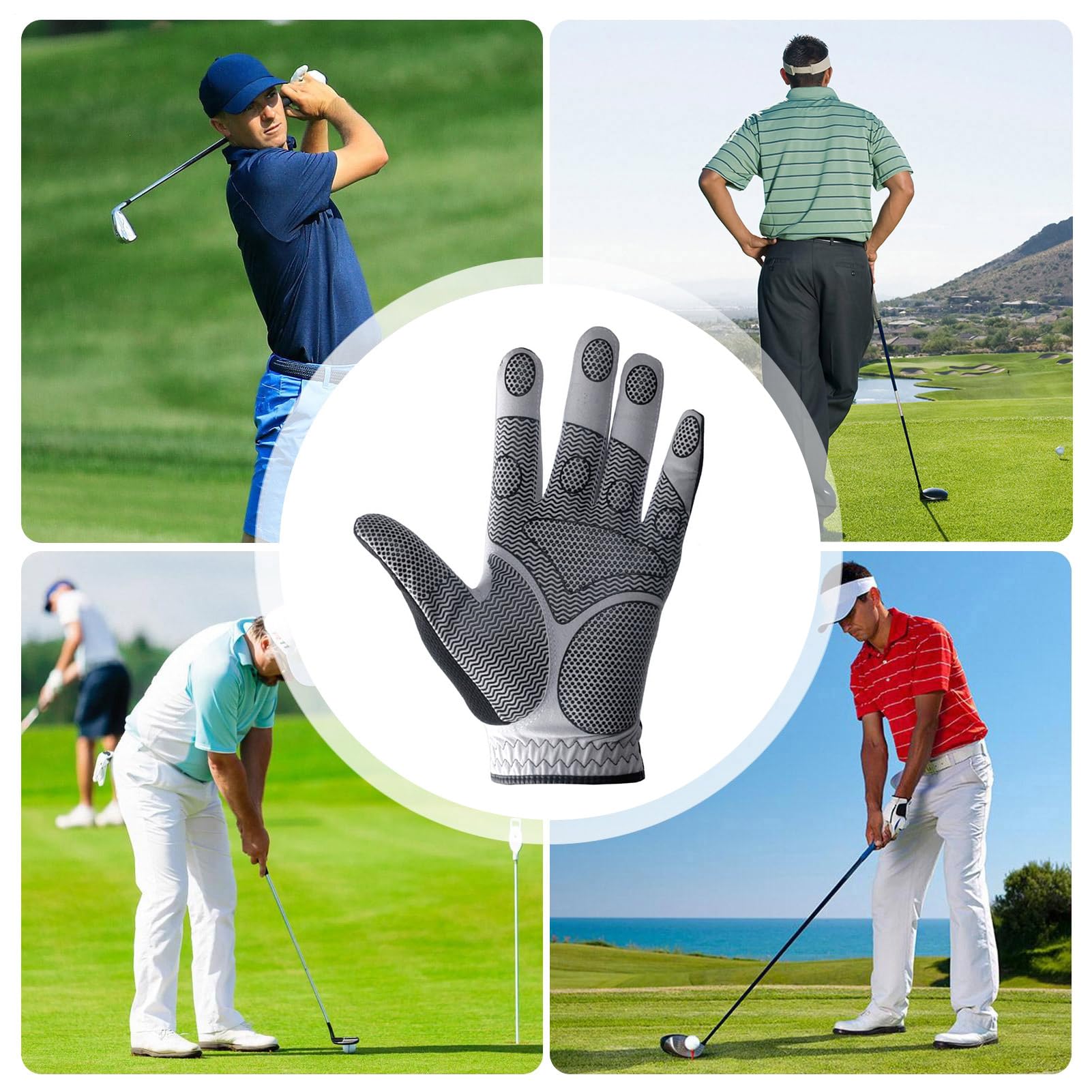 Guanti da golf da uomo, con impugnatura antiscivolo per mano sinistra, in morbido tessuto lavabile e traspirante, accessori da golf per uomini, fidanzato e padre