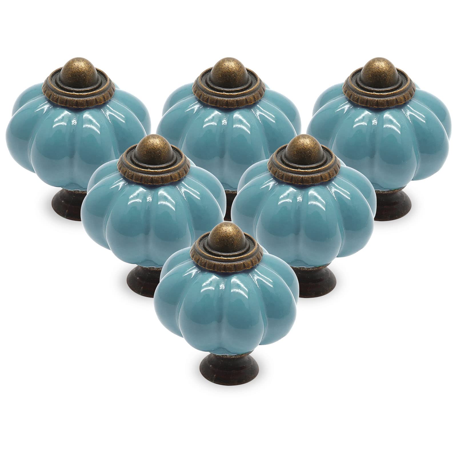 12 pomos de cerámica de estilo vintage, con forma de calabaza