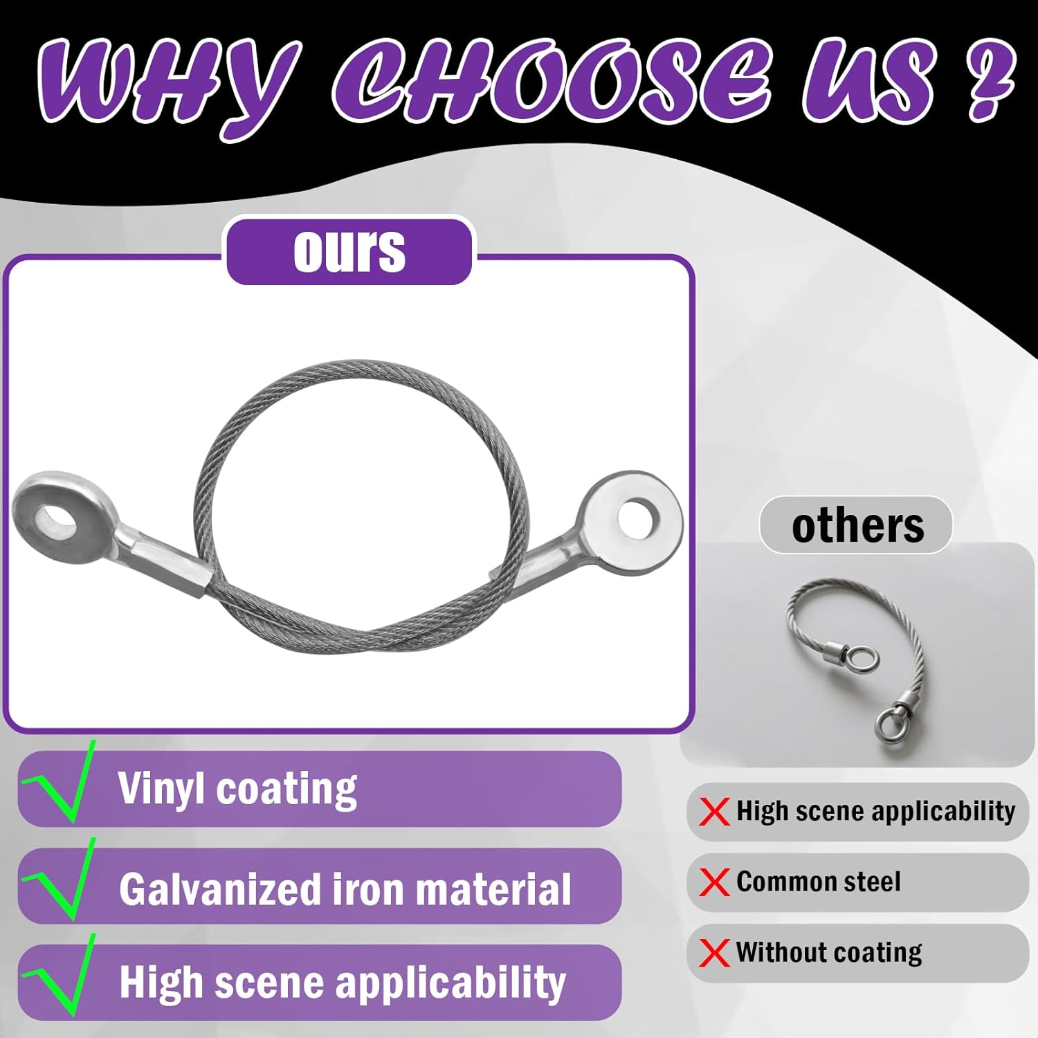 NAZOU 10Pack Security Cable with Loops 1/8IN Anti-Shedding Cable Lock for Tool Lanyard Travel Luggage Bike Steel Wire Lock Cable - Image 5