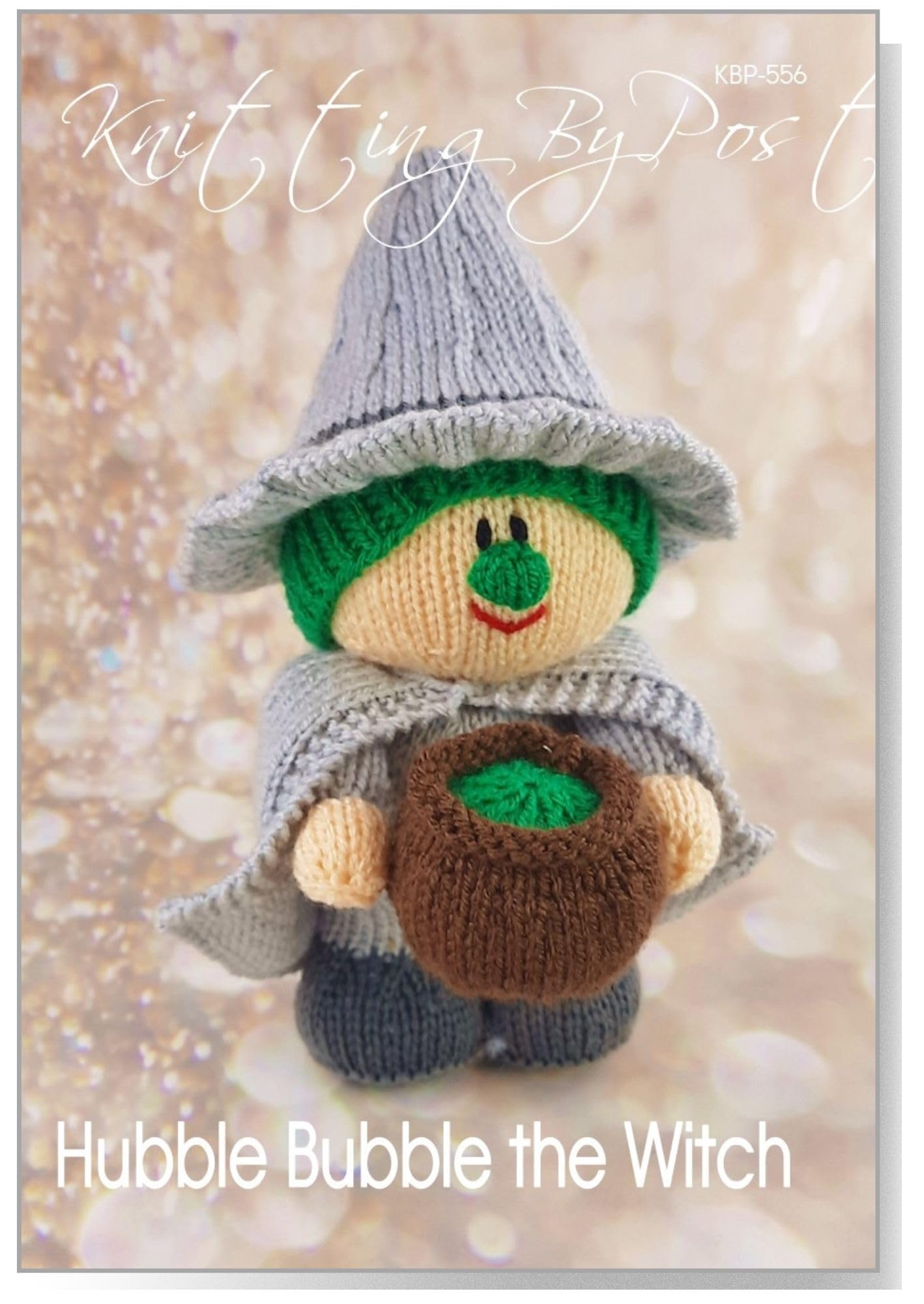 Knitting By Post Brown, Flesh, Green, Grey Knitting Pattern Leaflet For Hubble Bubble The Witch Dolly From Doll Halloween Soft Toy A5 Leaflet