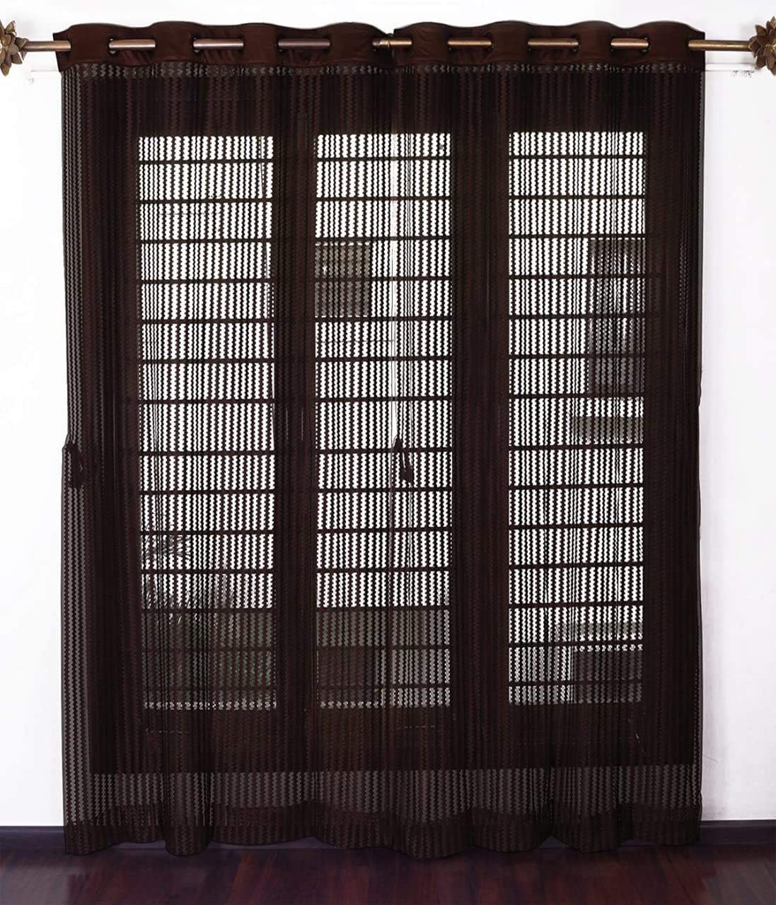 BRANDOMM Curtain Crystal Sheer Polyster Net Transparent Curtains Parda for Long Door,Brown, 9ft-1pcs (B08YW8CZSP) Amazon Price History, Amazon Price Tracker