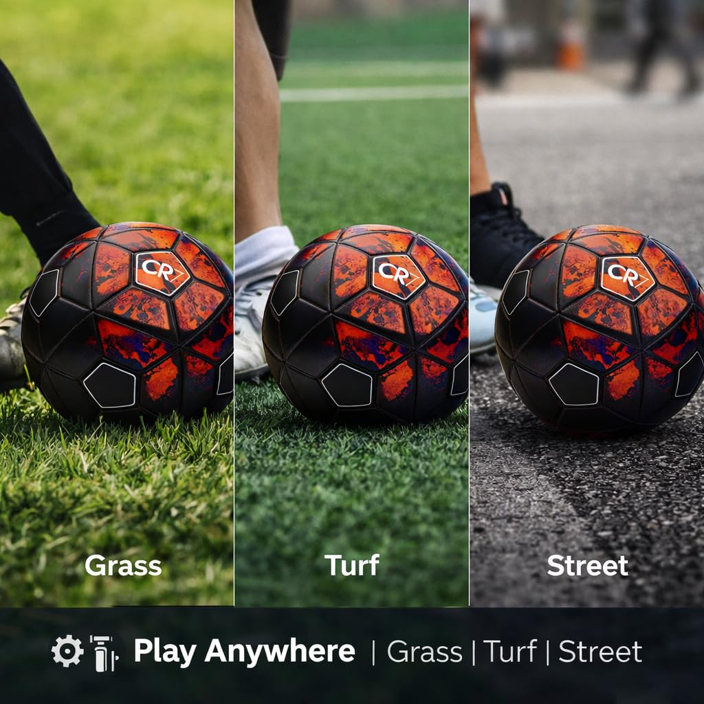 Kiraro Official Size 5 Soccer Ball with Free Pump & Pin | Premium PVC Leather Football with Excellent Air Retention | Durable Training & Match Ball for Kids, Youth & Adults 2