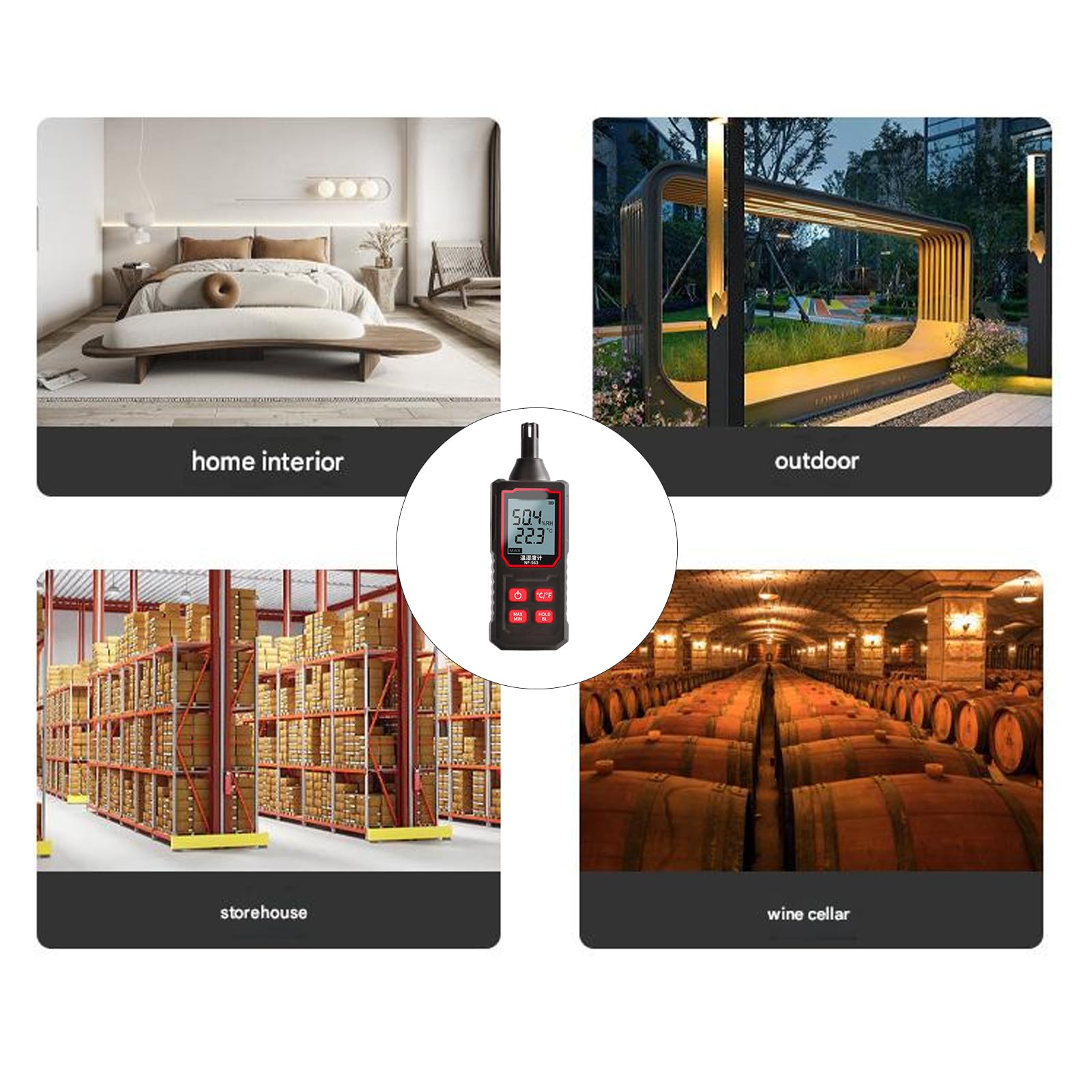 Professioneller digitaler Feuchtigkeits und Temperaturtester mit Speicherfunktion, leichtes Design für Reisen, Camping, Lagerung, Innen Feuchtigkeitstemperaturmesser