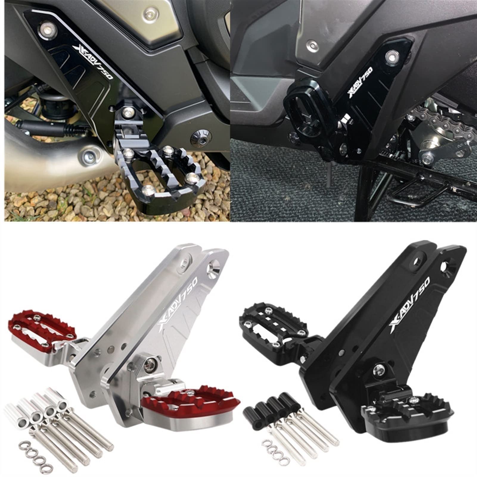 Pedane Posteriori Pieghevoli Per Moto Honda X-ADV 750 2021-2022 - Rosso