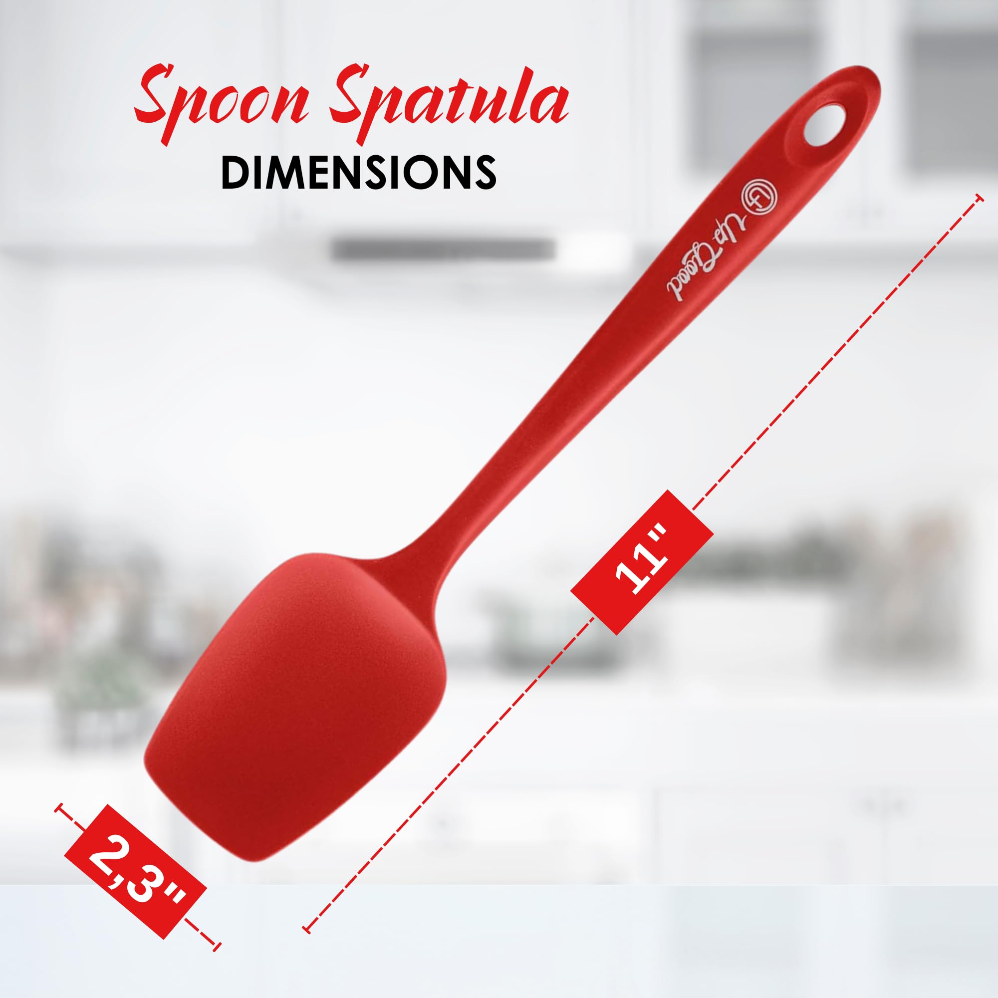 Espátula de cuchara de silicona - 600ºF Cuchara de goma antiadherente resistente al calor | Uso como utensilio de raspador de cocina de silicona - Hornear y cocinar Núcleo de acero inoxidable fuerte |