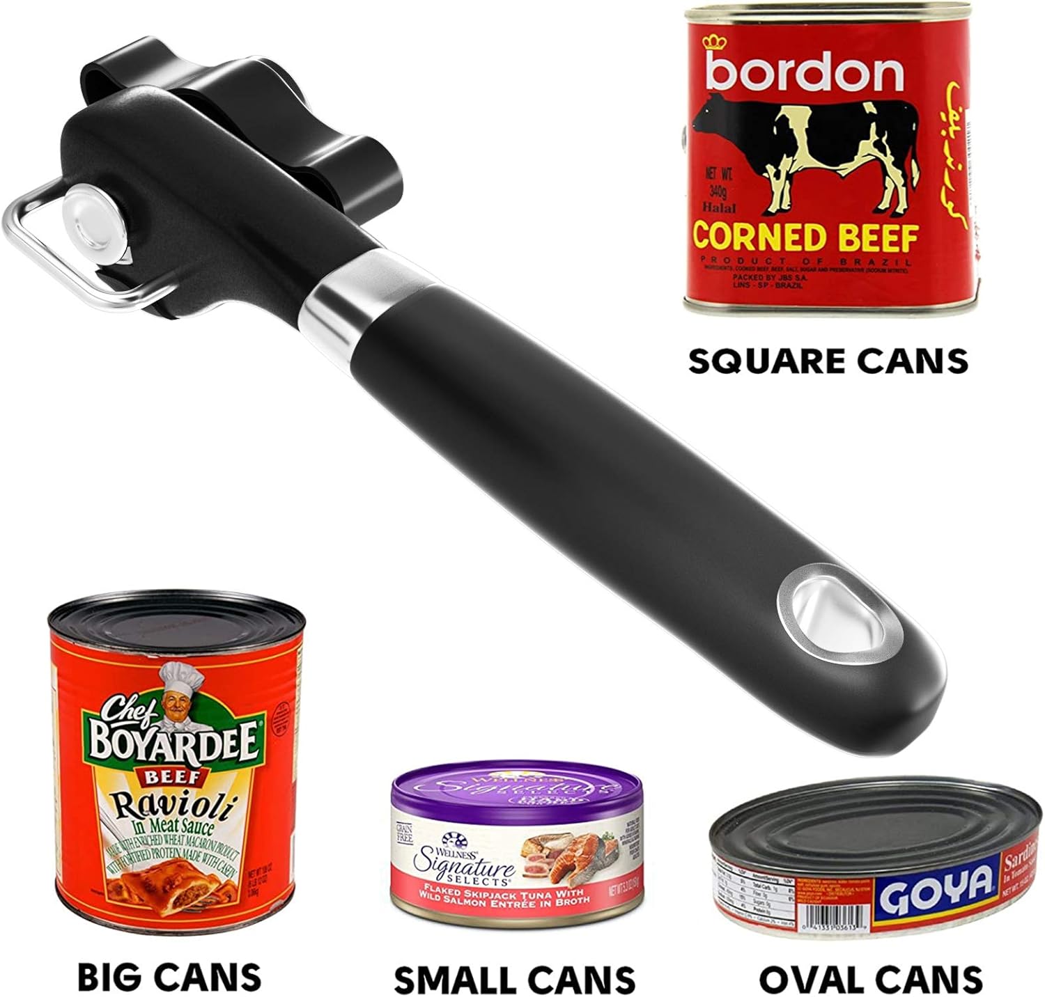 NLAAHCE Can Opener Smooth Edge - Safety Can Opener Manual, Handheld Can Opener features Ergonomics Design for Seniors with Arthritis and Weak Hands, with Bottle Opener Set : Home & Kitchen