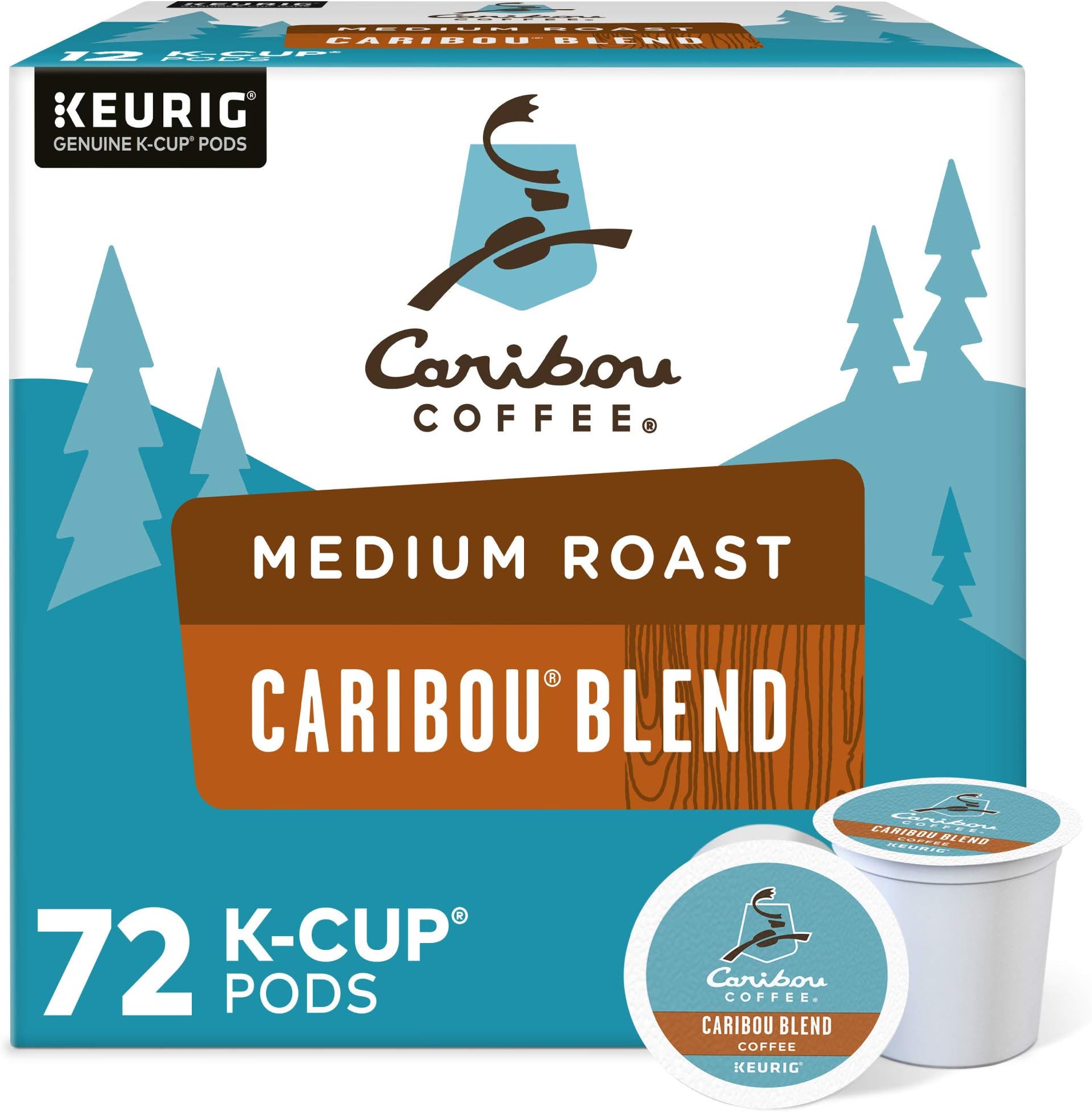Caribou Coffee Caribou Blend, Single Serve Coffee K-Cup Pod, Medium Roast, 72