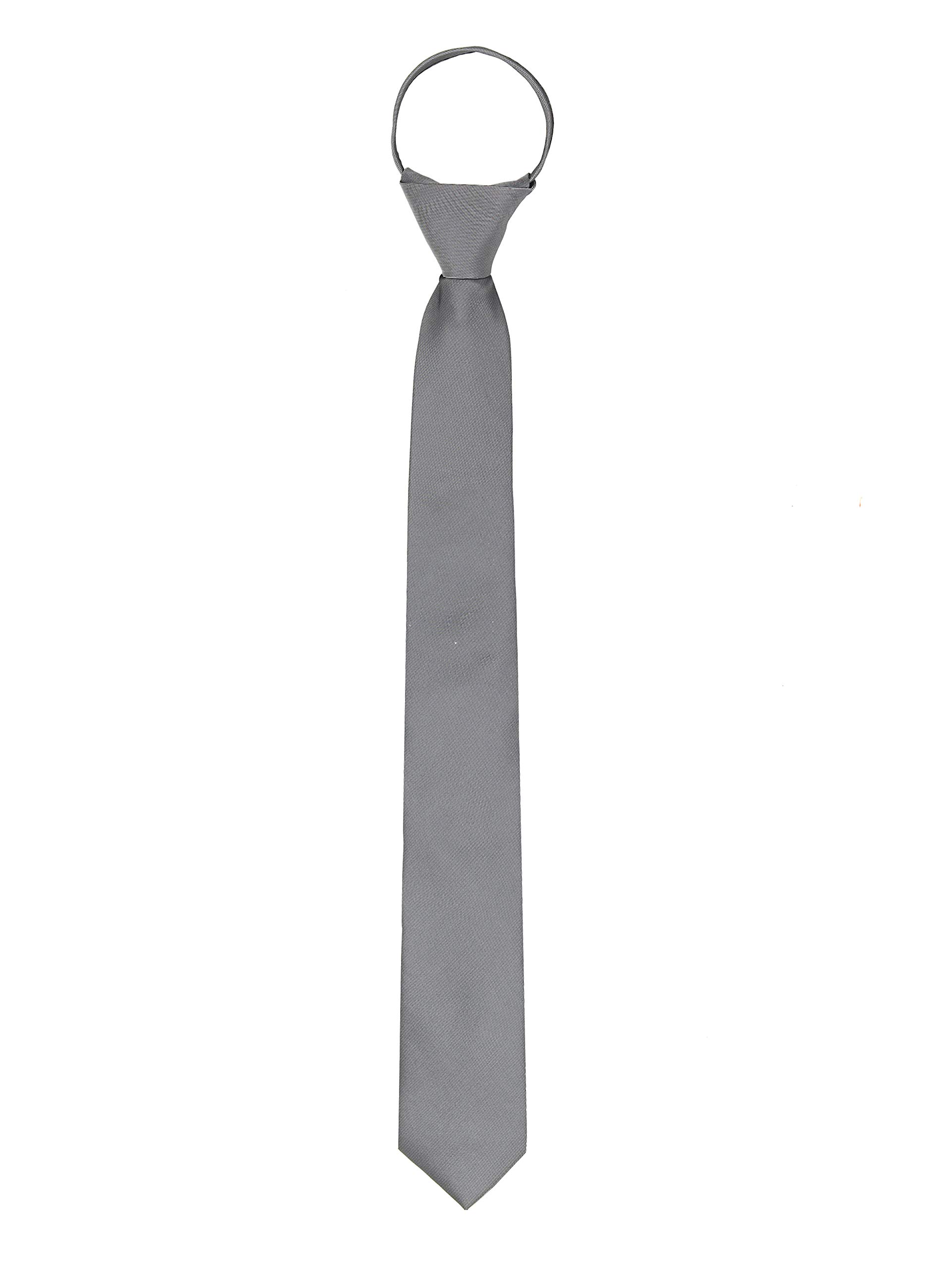 WANYING Men's Pre-tied 6cm Narrow Necktie with Zipper Casual Business Length 48cm - Dark Grey