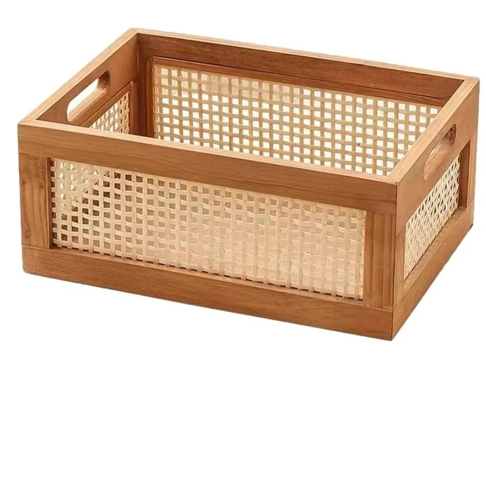 Kosz do przechowywania z plecionego rattanu, dekoracyjny organizer do kuchni, styl vintage, idealny do przekąsek, książek, owoców i kosmetyków, rozwiązanie do przechowywania