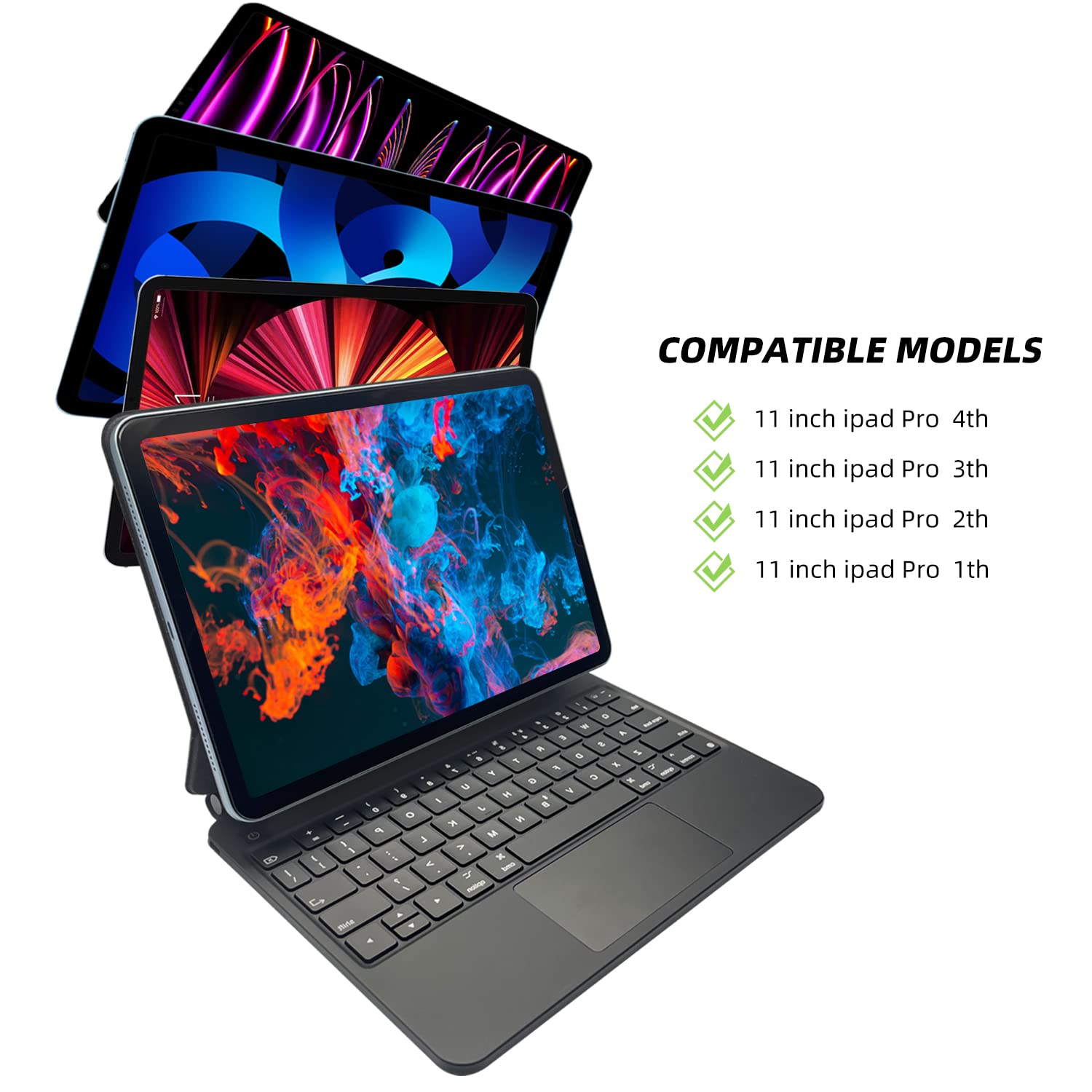 Dracool - Funda Magnética Con Teclado Para IPad Air 13 2024 / IPad Pro De 12.9 Pulgadas, Soporte Flotante Con Trackpad Multitáctil, 7 Colores, Retroiluminación, Teclado De Estilo Mágico, Color Negro