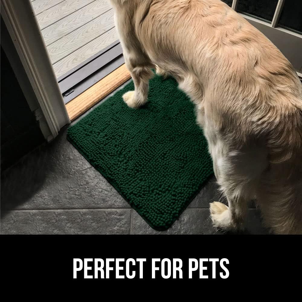 GORILLA GRIP SOAKSTOPPER Dog Door Mat, Machine Washable Rug Absorbent Doormat Captures Moisture Mud Dirt, Quick Dry Soft Chenille Entryway Rugs Indoor Entrance Mats for Dog Paws, 24x17 Deep Green - Image 7