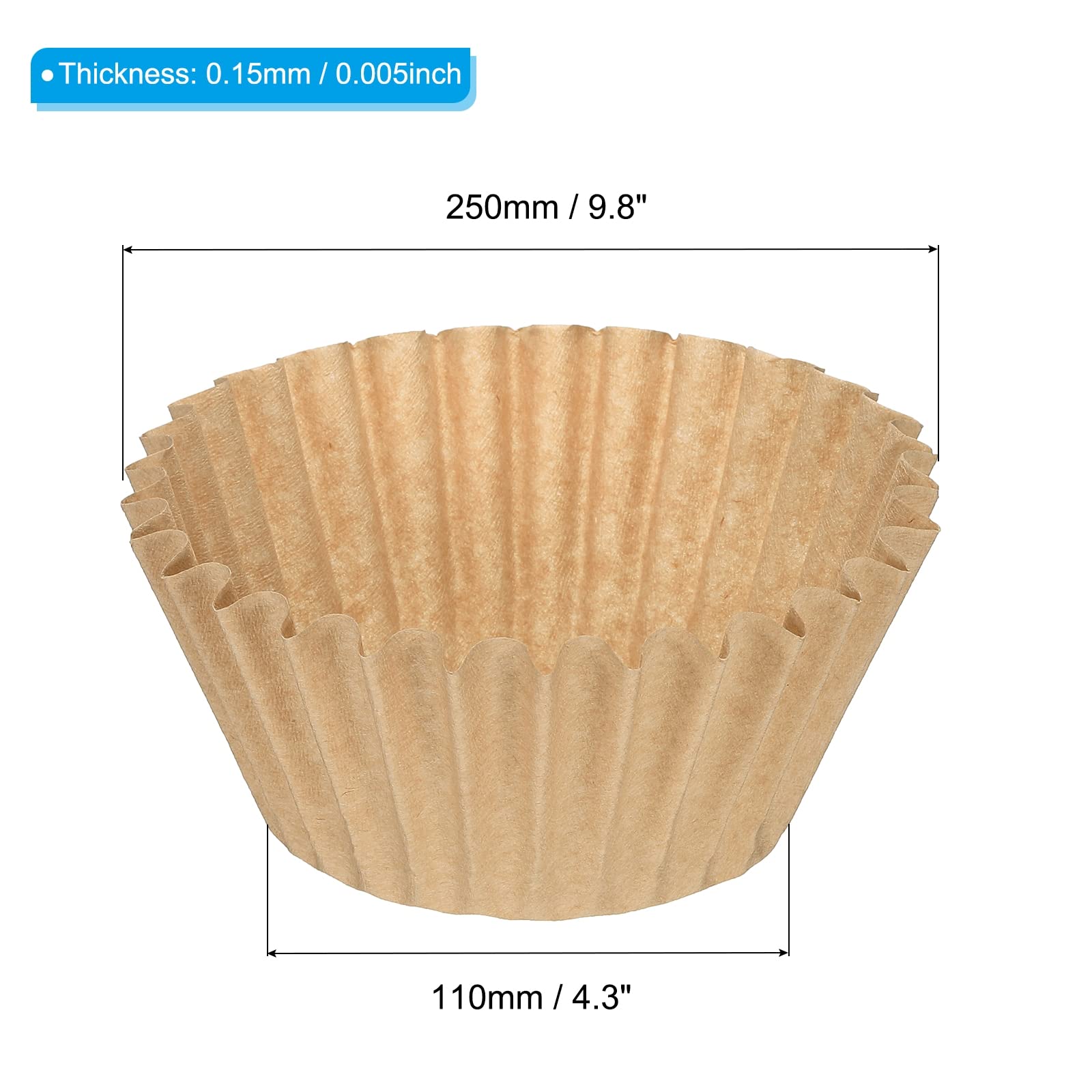PATIKIL 6-10 Cup Wave Coffee Filter Brown Paper Filter 9.8x4.3 Inch Extraction for Cafe Cake Shop Kitchen (Coffee, Pack of 100)