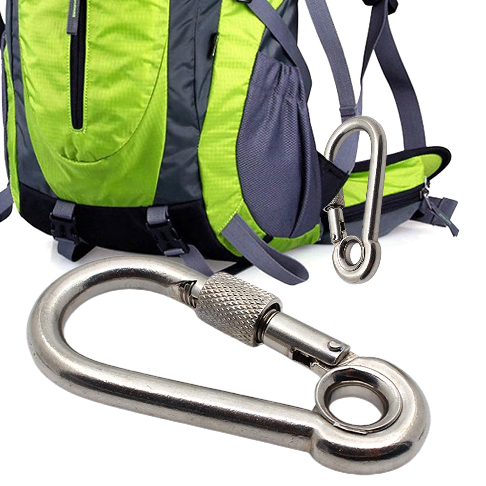 Dasdffvf 2 Pcs Locking Carabiner Screw Gate Buckle Heavy Duty Carabiner Stainless Steel Screw Lock Carabiner Hooks