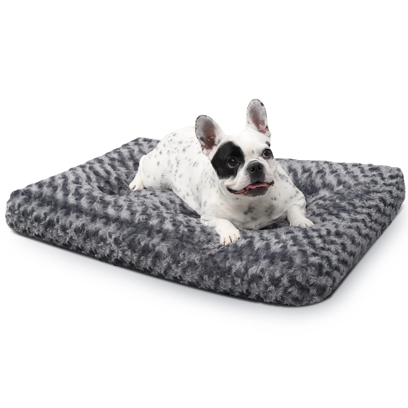KSIIA Cama Perros Medianos, 75x52cm, Camas Antiestres Perro, Colchon Cojín Perro Medianos, Colchoneta Perro Lavable a Máquina, Fondo Antideslizante Dog Bed, Gris Oscuro