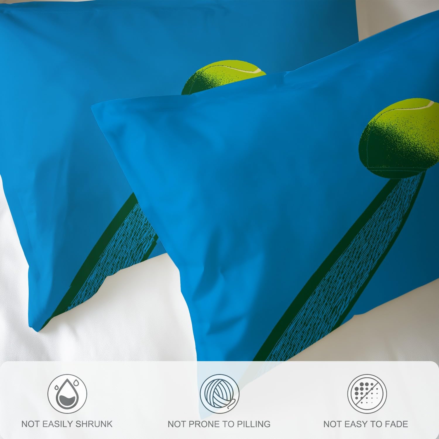 Minimal Bedding Queen Size 259 cm x 221 cm – niebiesko-zielone żywe linie tenisowa poszewka na kołdrę, dwustronna poszewka na kołdrę i 2 poszewki na poduszki, ultramiękki i oddychający zestaw pościeli