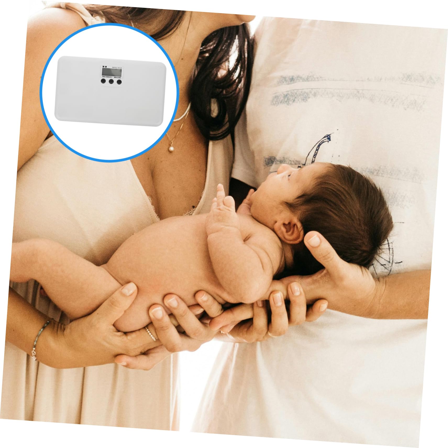 KOMBIUDA Elektronische Gewichtswaage Haustierwaage und Kunststoff Babywaage aus Digitale mit 150kg Kapazität und Flachem Design für Gebrauch zu Hause