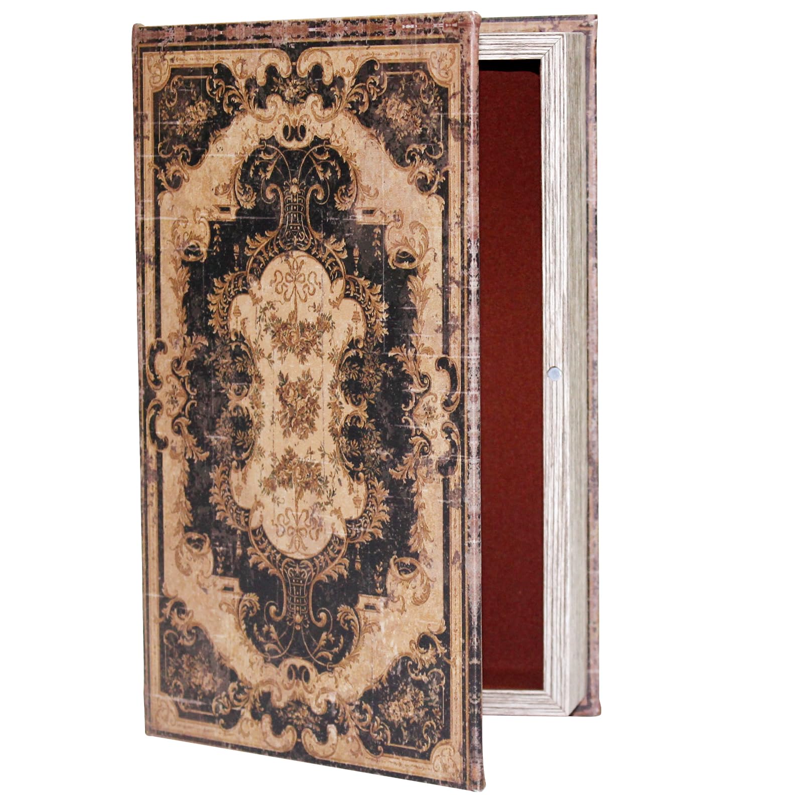 ZWUCAY Decorative Storage Box for Home Decor - Vintage Faux Wood Book Box with Magnetic Lock, Hidden Jewelry & Remote Storage, Coffee Table Books Decor, Shelf Decor Accents (M Size, 10.2