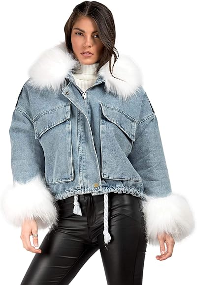 jean jacket lined with white fur