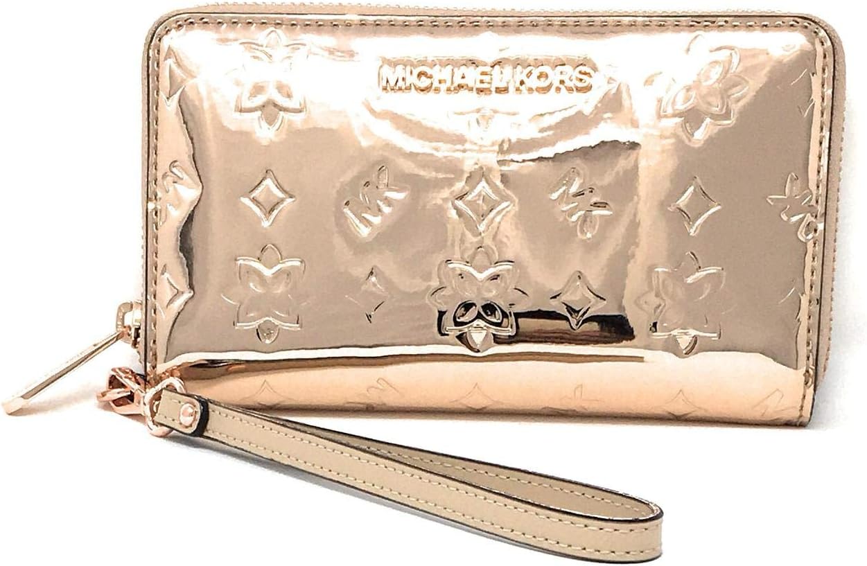 Michael Kors Women's Jet Set Travel Large Smartphone Wristlet (One_Size, Rose Gold Metallic)