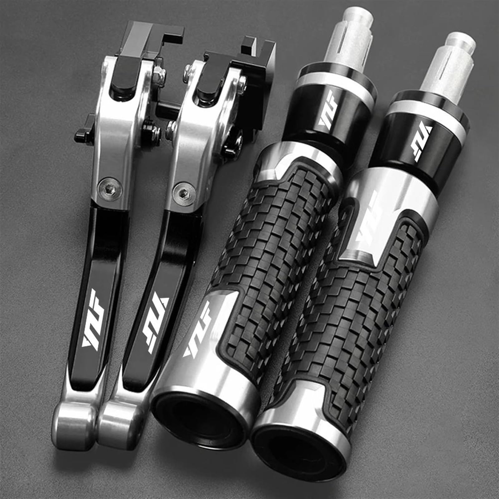 VTAIEX Motorbike Accessories Motorcycle Folding Brake Clutch Lever Hand Grips Handlebar Ends for Y-AMAHA YZFR1 YZFR1M YZFR1S YZFR3 YZFR6 YZF R1 R1M R1S R3 R6(Silver)