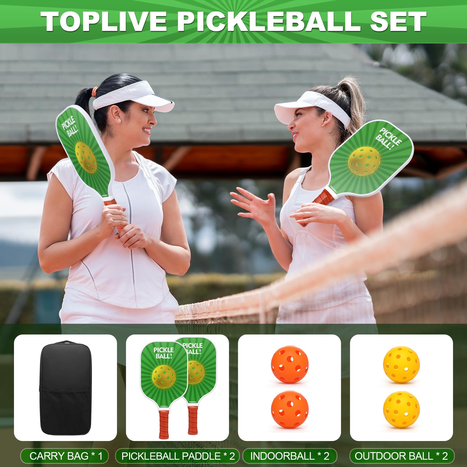 Amazon | Toplive ピックルボール ラケットセット 2 ピックルボール