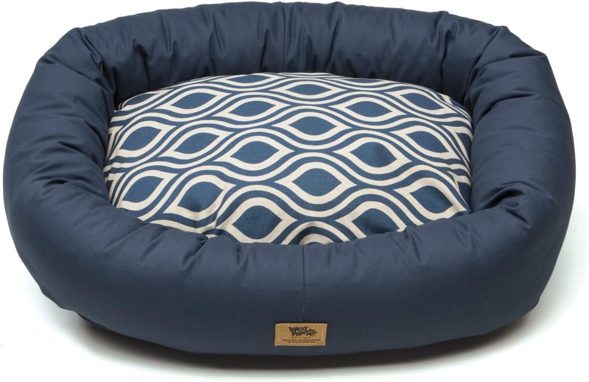 West Paw Design Bumper Bed Stuffed Dog Bed, Cobalt/Cobalt Groove, Medium