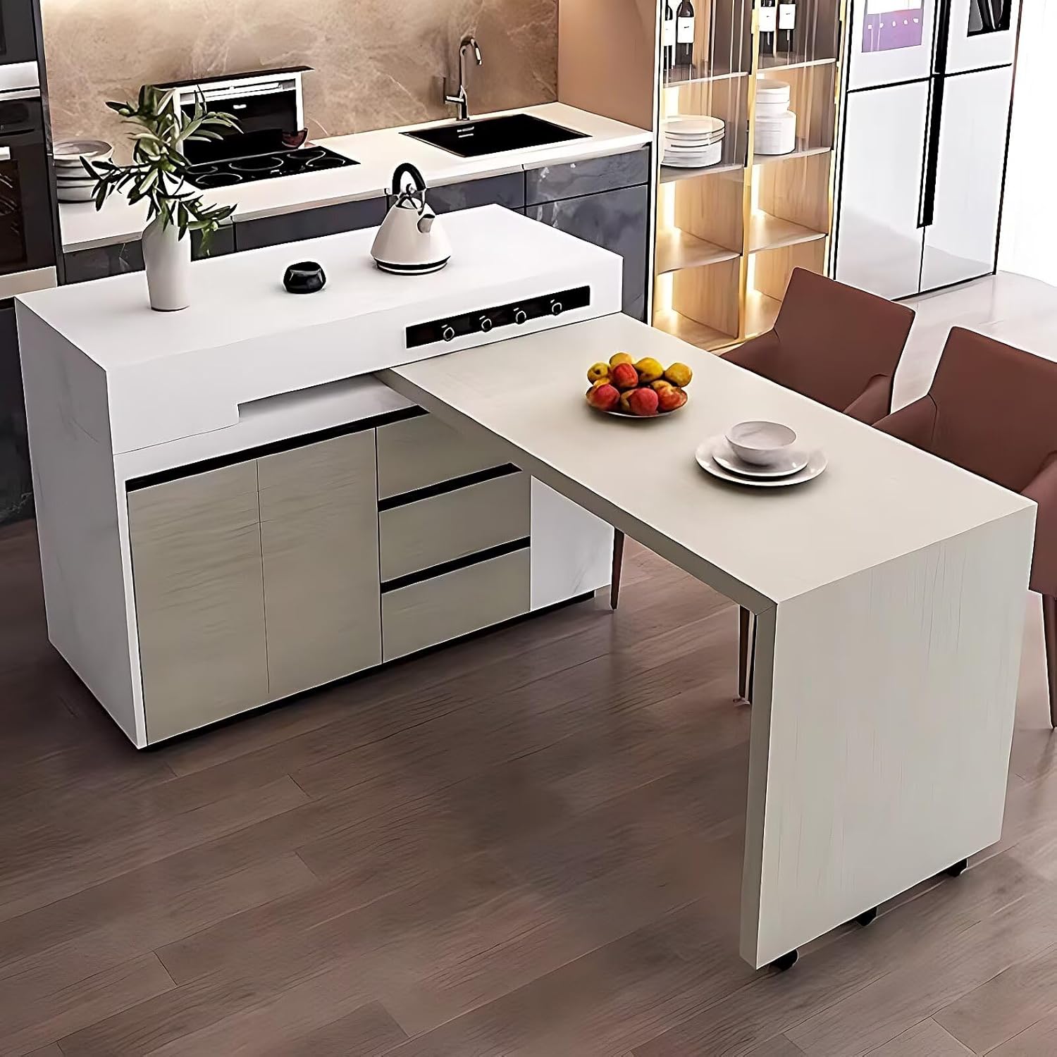 Amazon.com: High QLO Kitchen Island - Kitchen Island with Extendable ...