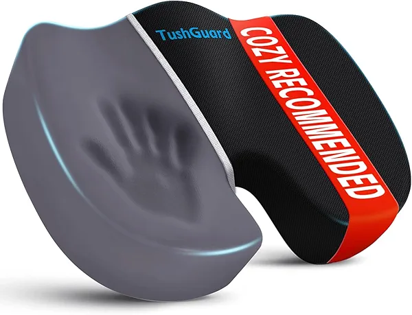 TushGuard Seat Cushion for Office Chair Memory Foam Non-Slip Desk Seat Cushion Back, Coccyx, Sciatica, Tailbone Pain Relief Butt Pillow for Office Chair, Car, Wheelchair, Black