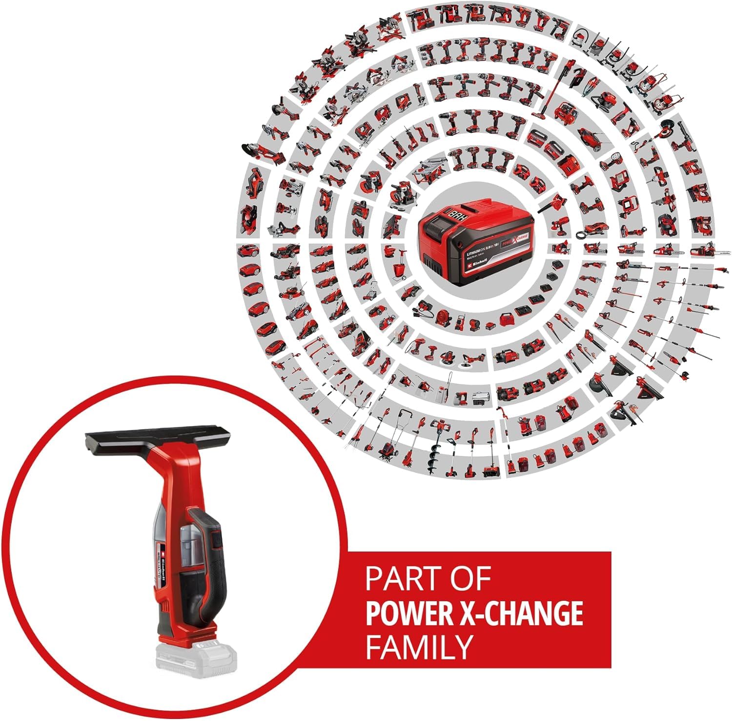 Einhell Limpiacristales con batería BRILLIANTO Power X-Change (18 V, Boquilla de aspiración de 28 cm de Longitud, Limpieza sin Tiras, Incl. pulverizador con paño de microfibras, sin batería)