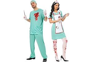 Couples Halloween Costumes - Spooky Halloween Costumes for Couples, Bloody Doctor Adult Nurse Costumes