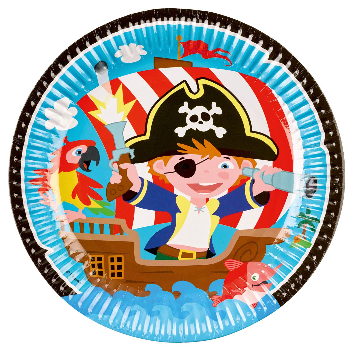 amscan 9902120-66 8 Plates Pirate Round Paper 23 cm
