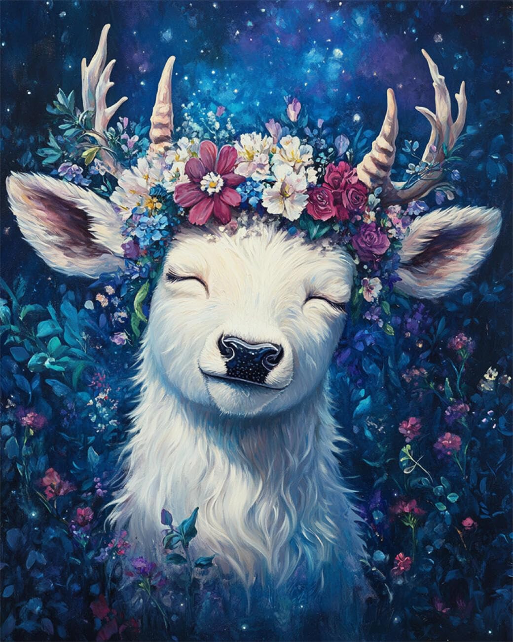 AYAOYANGGO Animal DIY Bead Embroidery Set Deer and Flowers Bead Embroidery Kit for Adults Needlepoint Tapestry Set Beaded Stitching 40x50cm