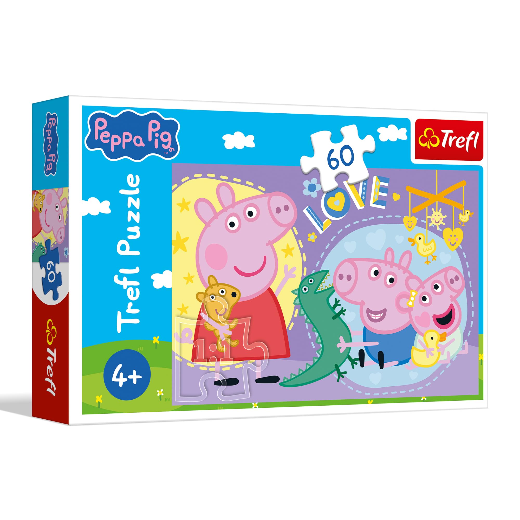 Trefl - Peppa Pig, Szczęśliwa Świnka - Puzzle 60 Elementów - Kolorowe Puzzle z Bohaterami Bajki, Kreatywna Rozrywka, Zabawa dla Dzieci od 4 lat