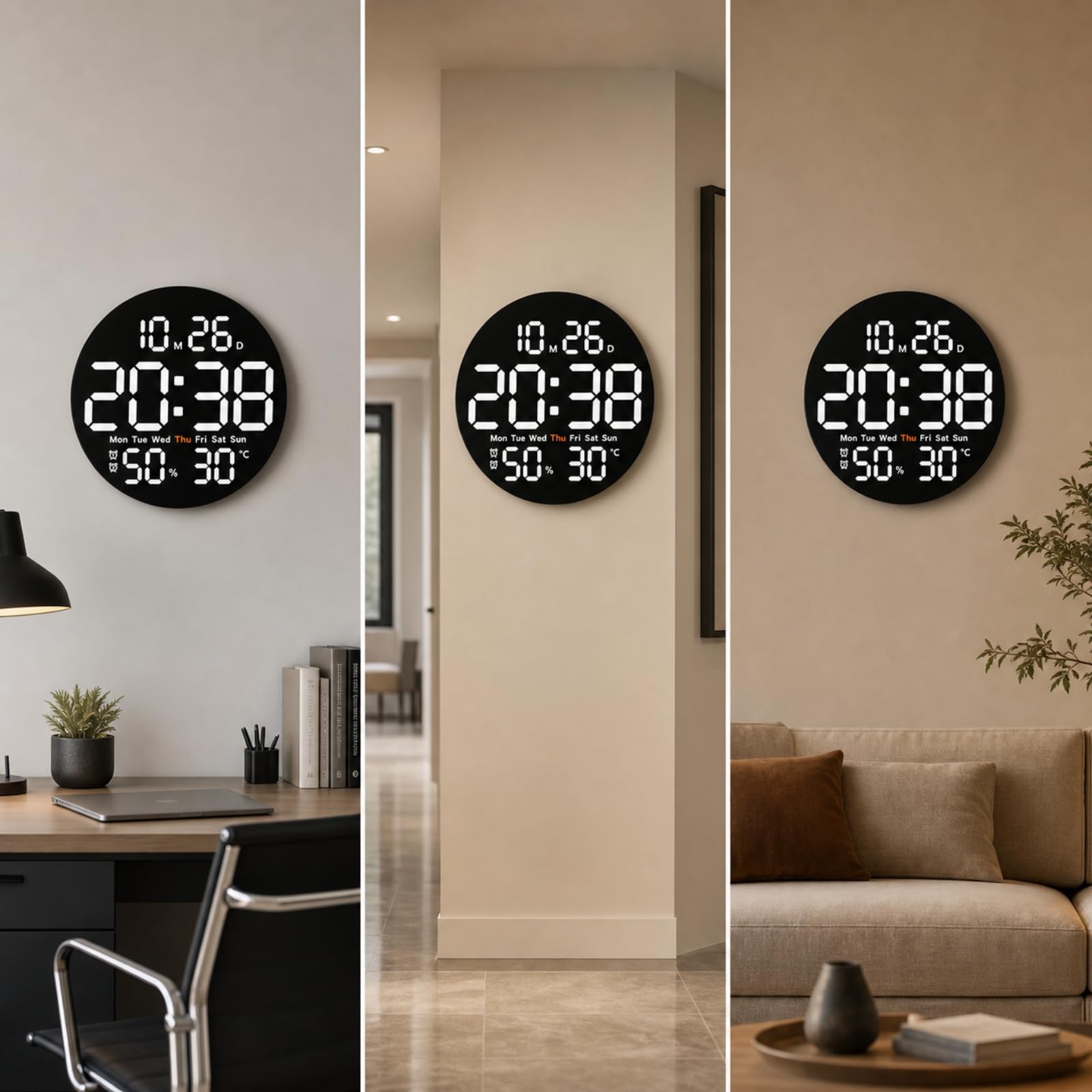 Orologio da Parete Digitale Grande Orologio Digitale con Temperatura Leggibile per Ufficio