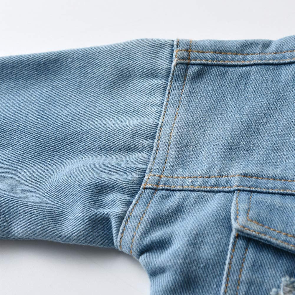 Miniatura 6 de Chaqueta de mezclilla de manga larga con botones para niños y niñas, abrigo de vaquero, abrigo básico con capucha casual