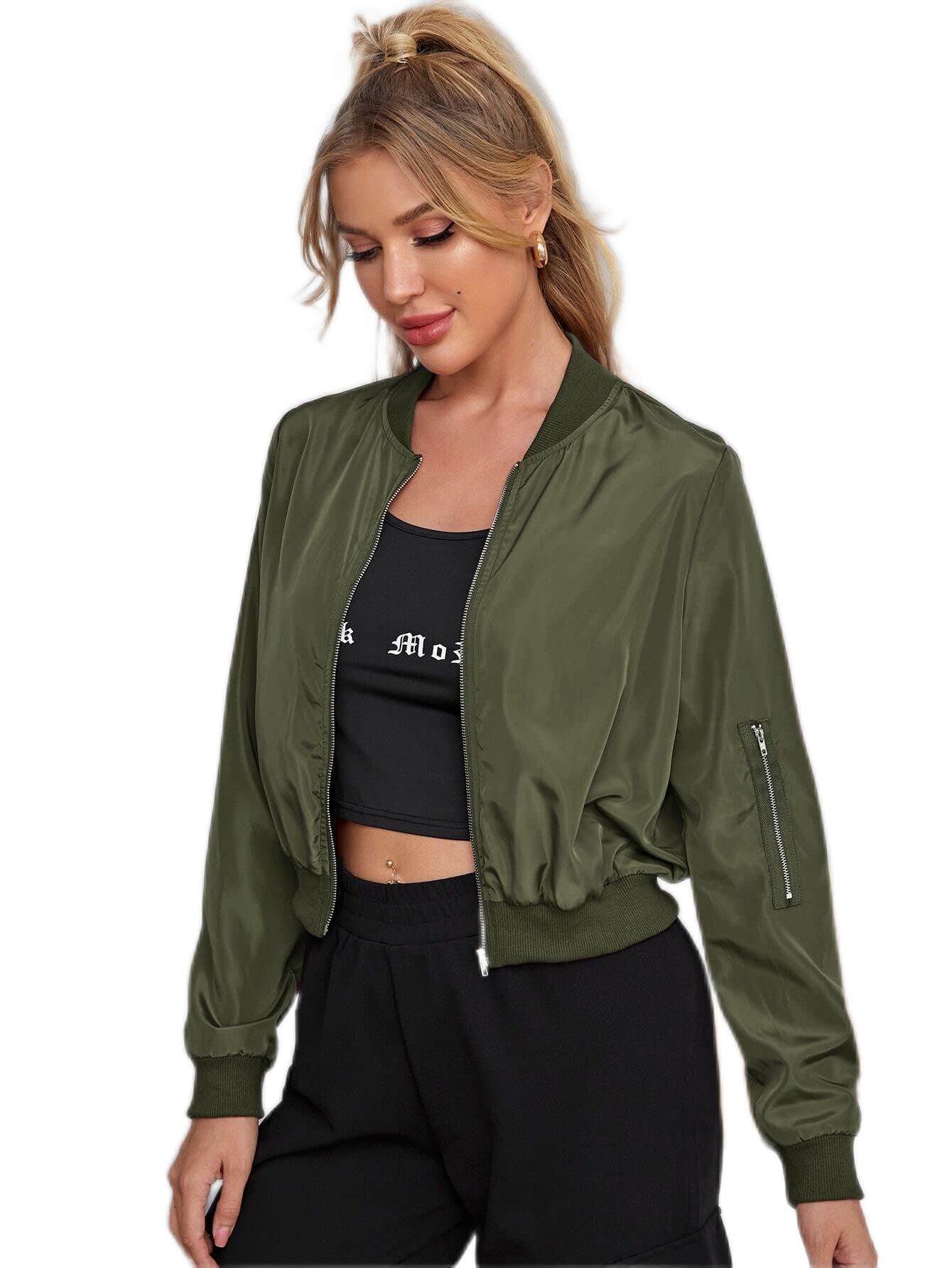 chamarra bomber verde militar mujer