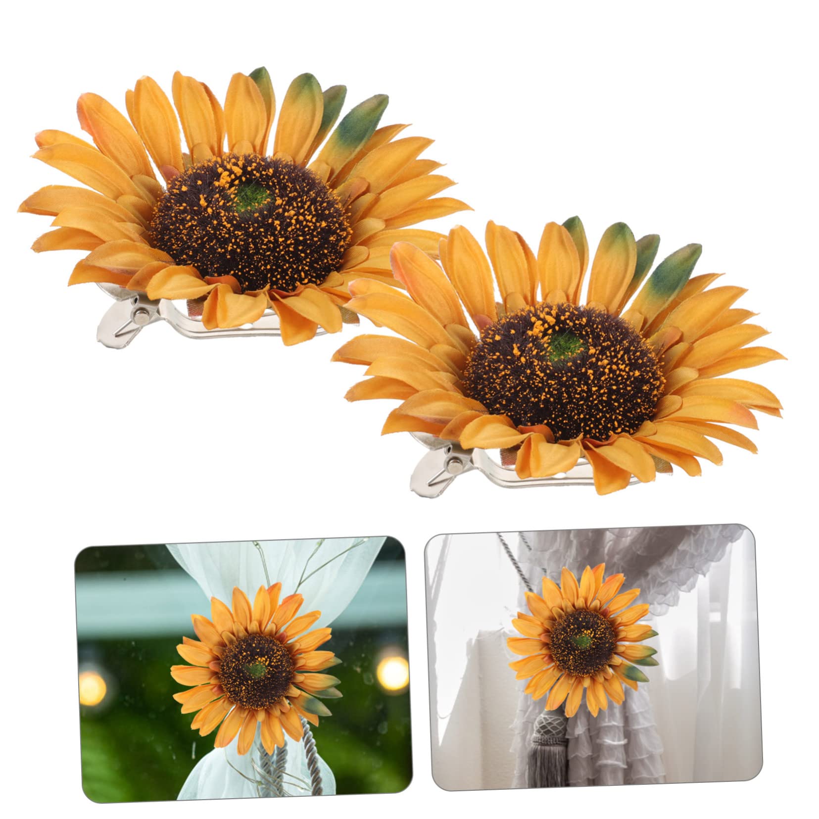 ABOOFAN 4 Sets Vorhang-Raffhalter Mit Sonnenblumen-Design Quasten Für Wohnzimmer Gardinenhalter Clips 2 Stück X 4