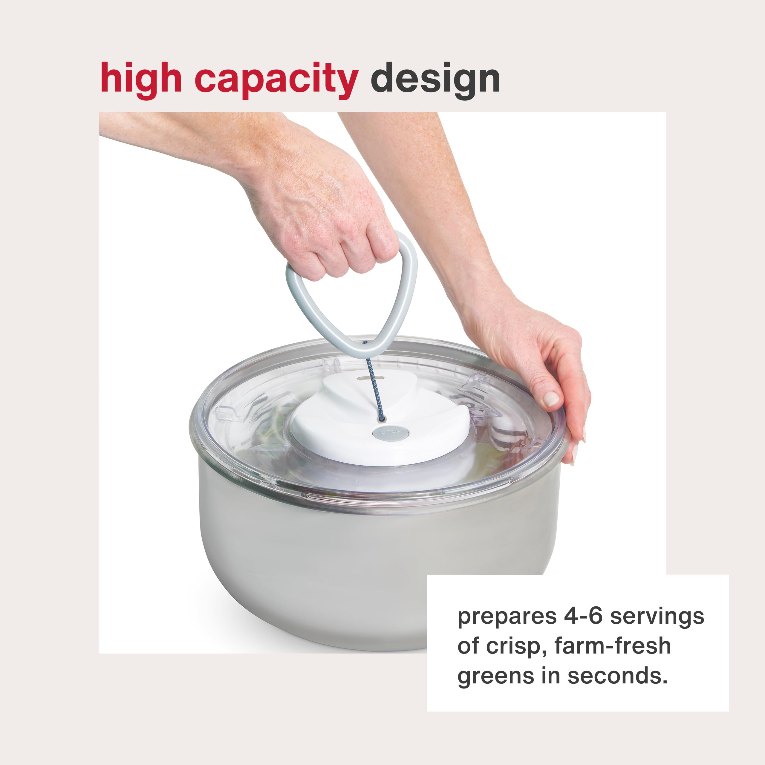 Zyliss Easy Spin 2 Centrifuga Per Insalata, Grande, Acciaio Inossidabile, Bianco, Insalatiera con Coperchio, Scolaverdure, Lavabile in Lavastoviglie