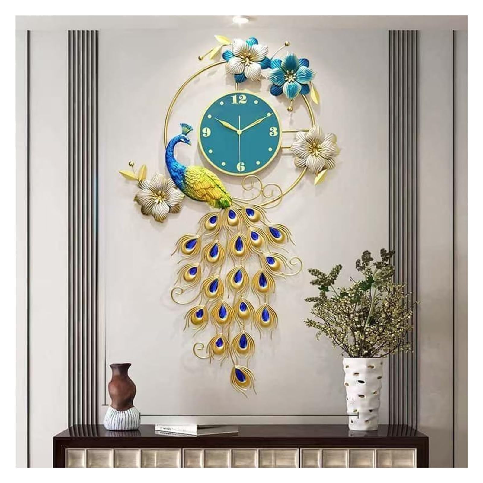 KLerDH Wall Clocks, Peacock Wall Clock for Living Room - Creative Modern Minimalist Silent Quartz