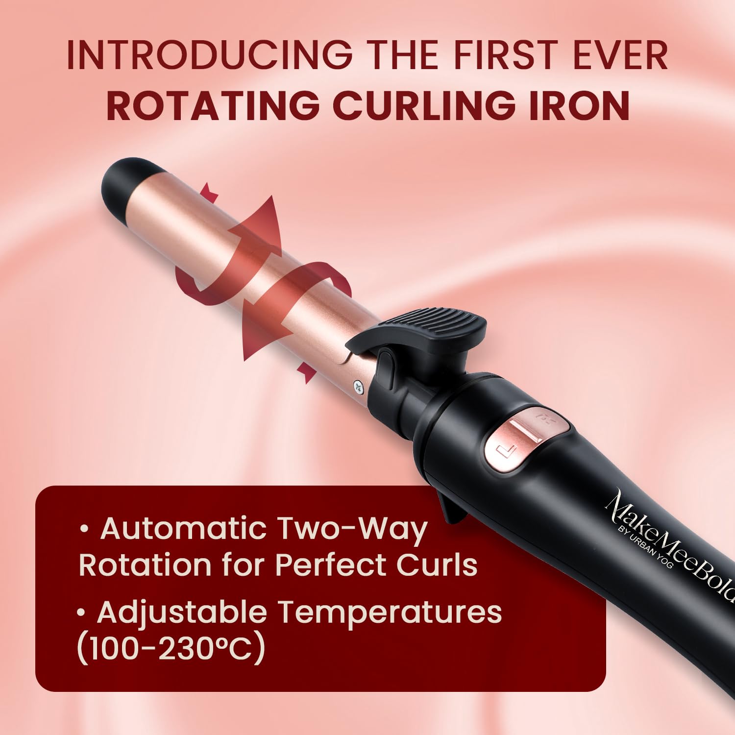 Urban Yog MakeMeeBold Rotating Hair Curling Iron & Hair Straightening Brush Combo – 14/5 Temp Settings, Ceramic Barrel & Plates, Two-Way Rotation, Auto Shut-Off, 360° Swivel, Travel-Ready - Image 5 thumbnail