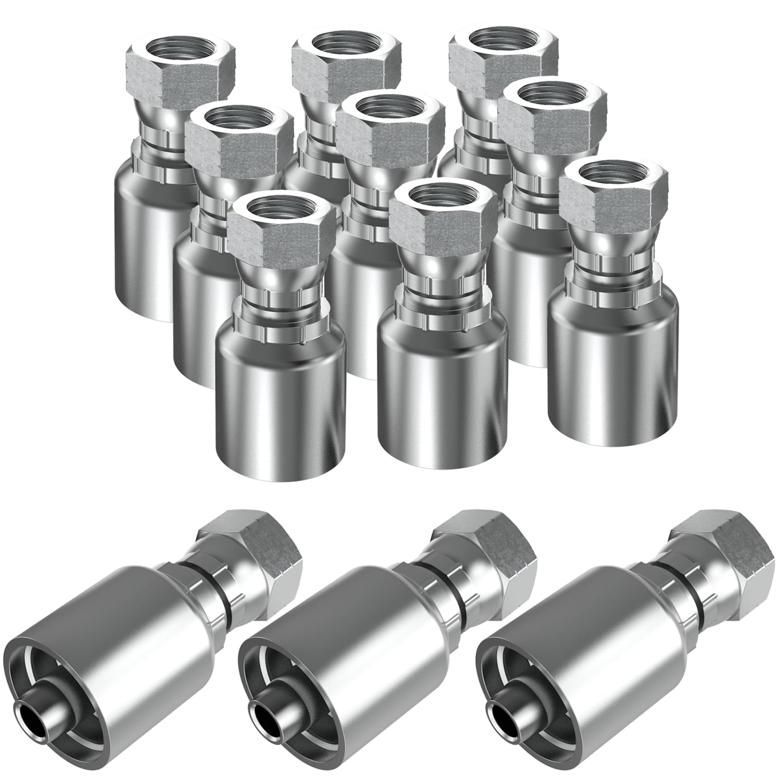 12PCS 1/2" JIC 37° Female Hydraulic Hose Fittings, Hydraulic Hose Crimp Fitting Ends for Air Hose Repair Kit